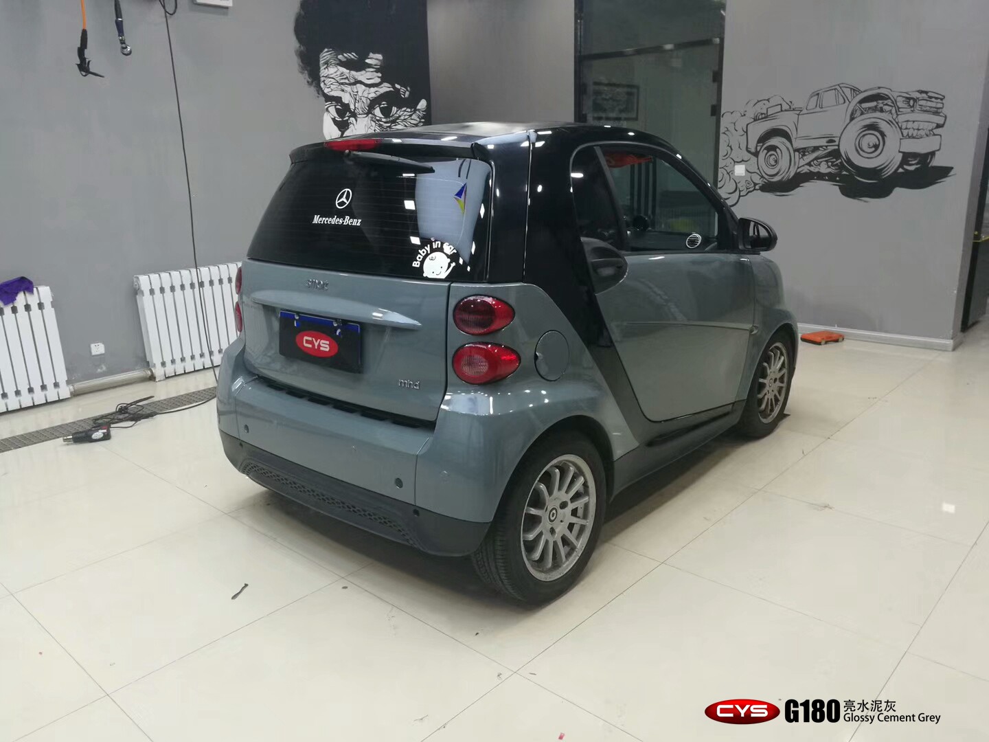 smart亮水泥灰g180汽車改色